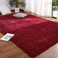 DETUM Red Living Room Rug 5x8 Area Rug Wine Red - Soft, Washable