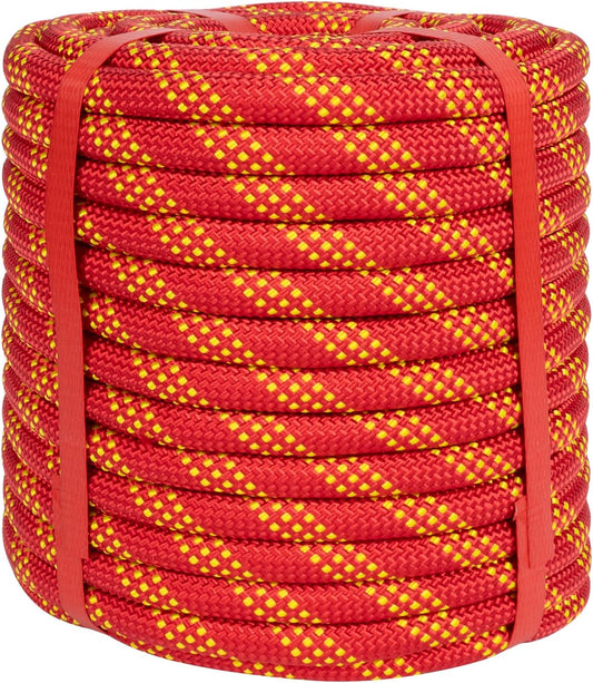 1/2 Inch Climbing Rope 100 Ft Red - Durable Arborist Rope
