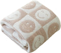 Throw Blanket 50x60 Smile Cream Checkered Knitted Microfiber - Cozy