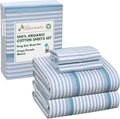 100% Organic Cotton King Sheets Nautical Stripes - Percale Comfort