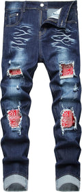 Baylvn Men's Slim Fit Patchwork Jeans for Stylish Comfort