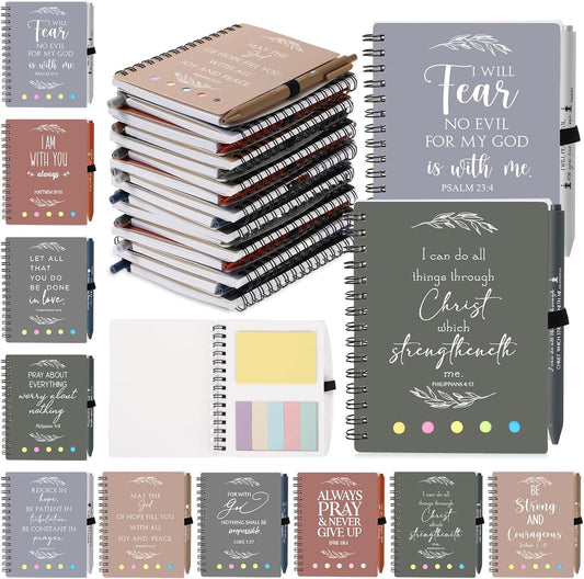 Christian Spiral Notebook Set - Inspire with Bible Verse Pens