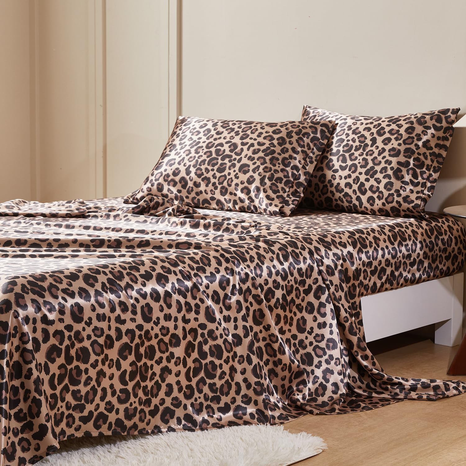 MR&HM Satin Bed Sheets King Size Set with Deep Pocket Design