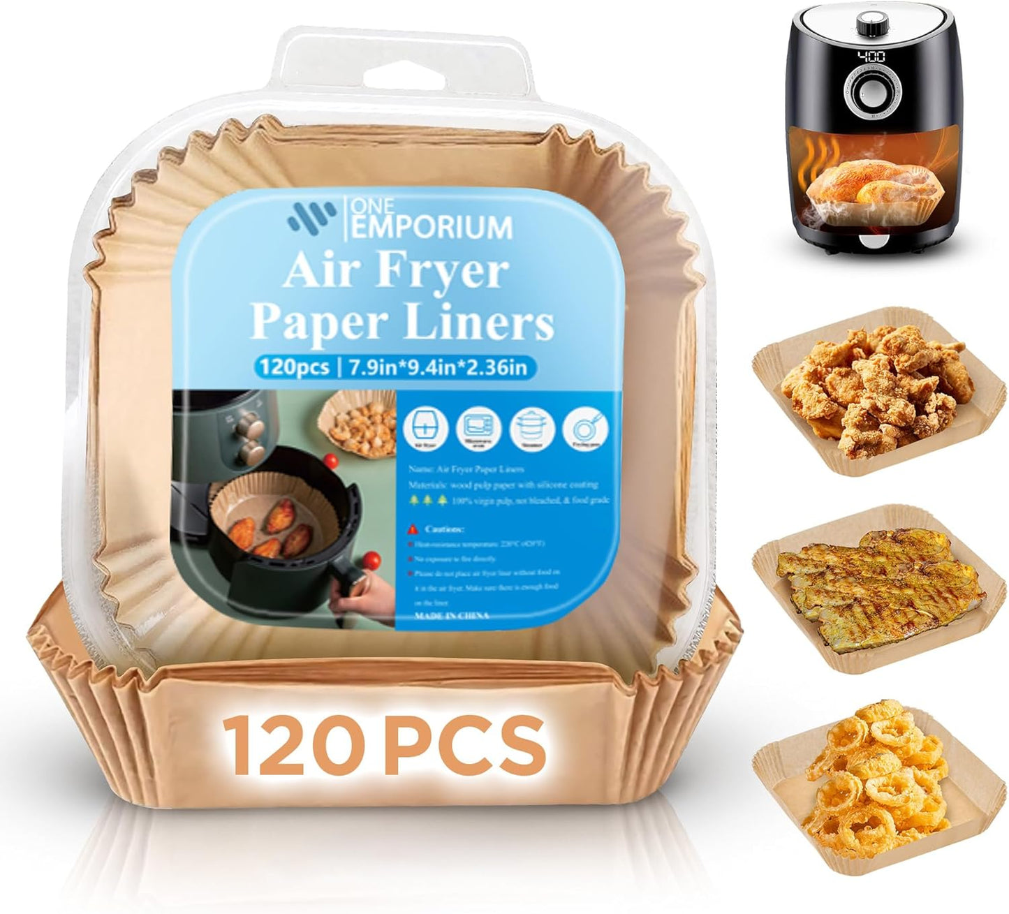 120 Non-Stick Airfryer Liners - Grease & Waterproof, for Ninja, Tower, Cosori - ONE EMPORIUM