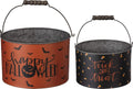 Primitives by Kathy Halloween Metal Buckets Set of 2 - Festive Candy