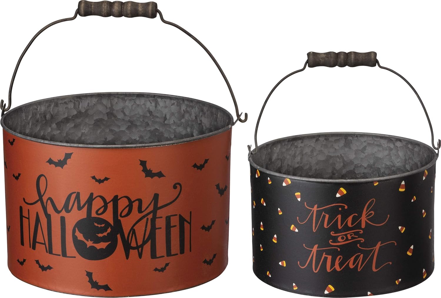 Primitives by Kathy Halloween Metal Buckets Set of 2 for Fun