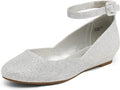 Women's Dress Flats Ballet Low Wedge Ankle Strap - Comfortable