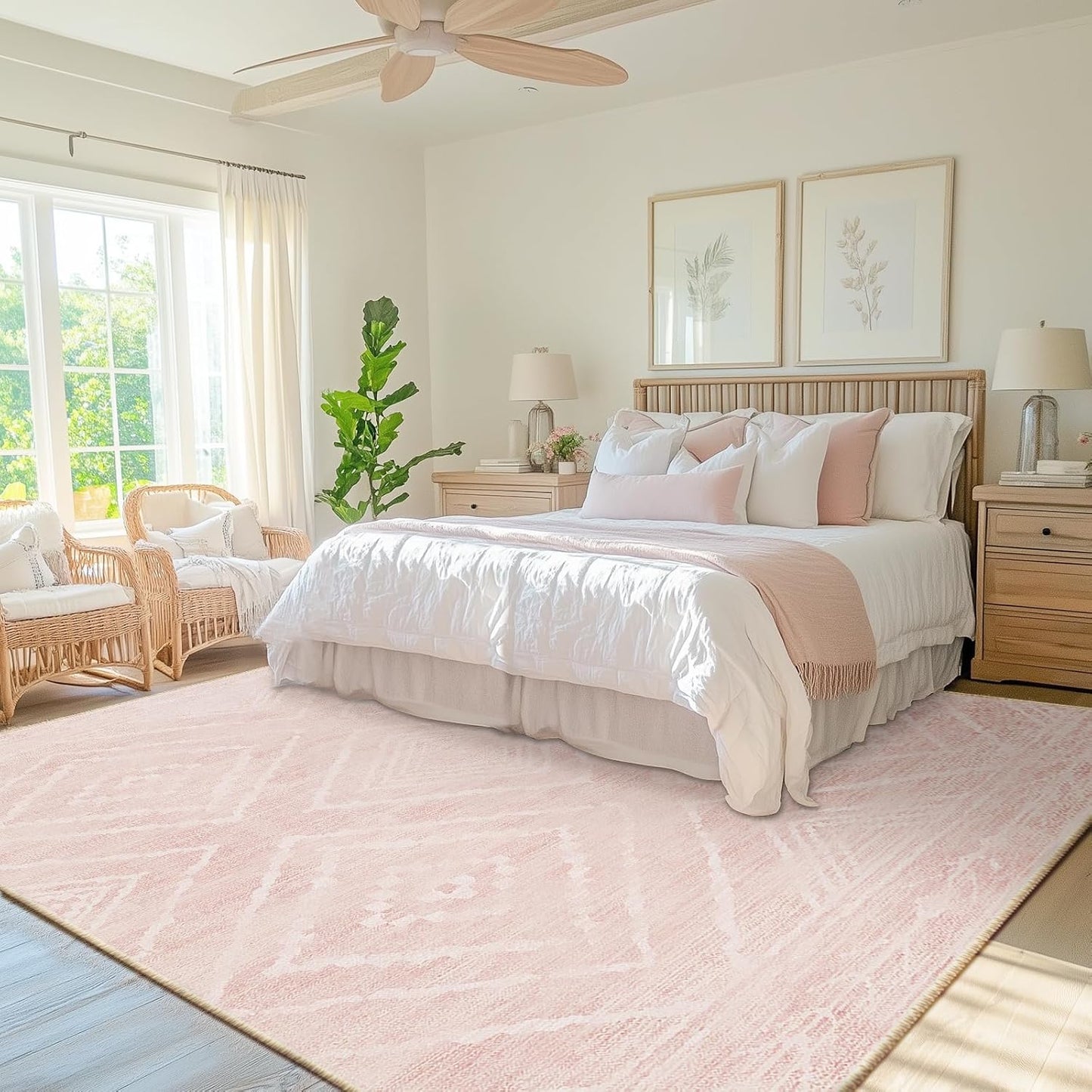Area Rug 8x10 Machine Washable Non-Slip Low Pile Print Pattern