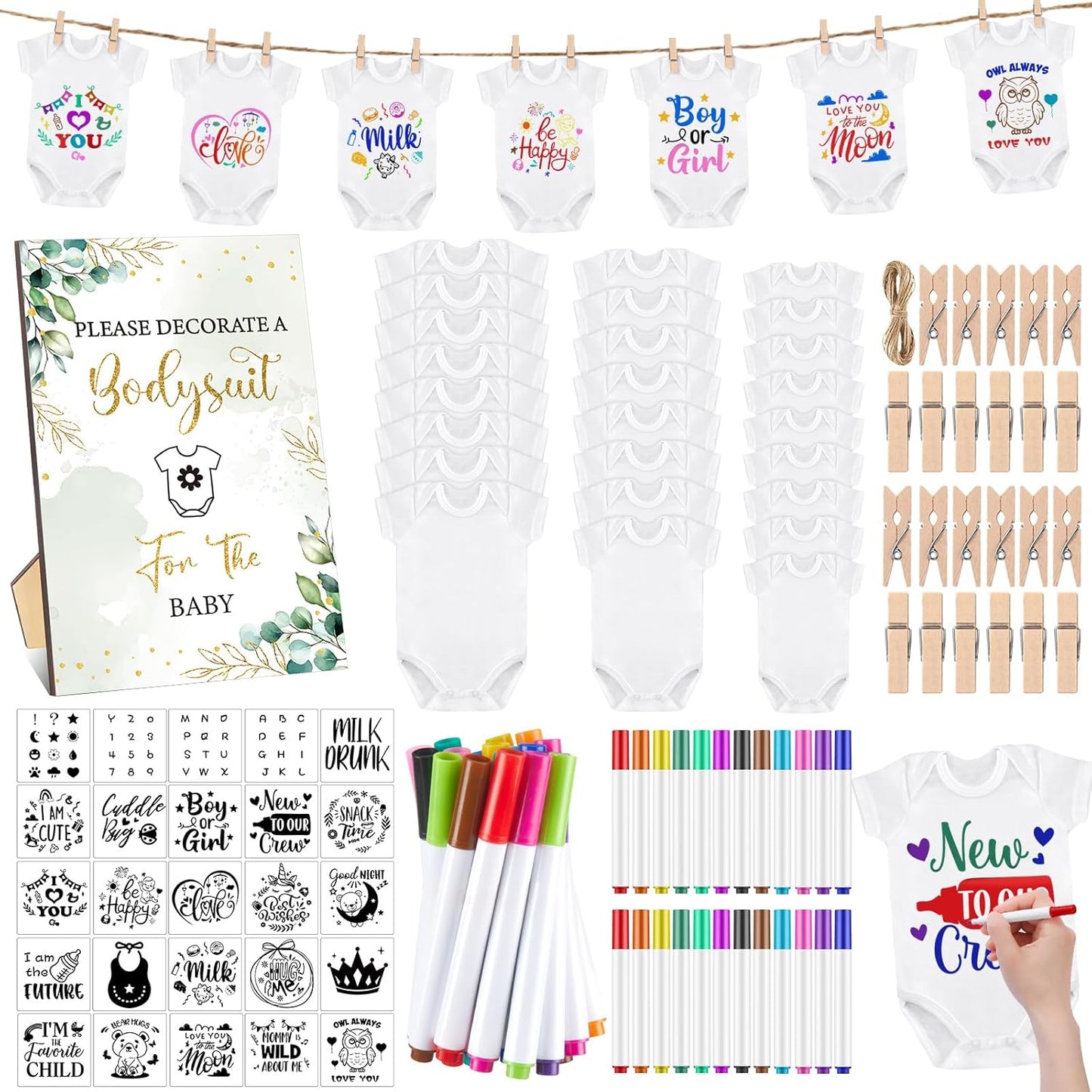 Panitay 126 Pcs Baby Shower DIY Bodysuit Set Review