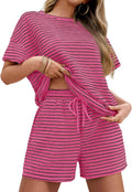 Striped Womens Pajama Sets Two-Piece Lounge Set - Oversized Short