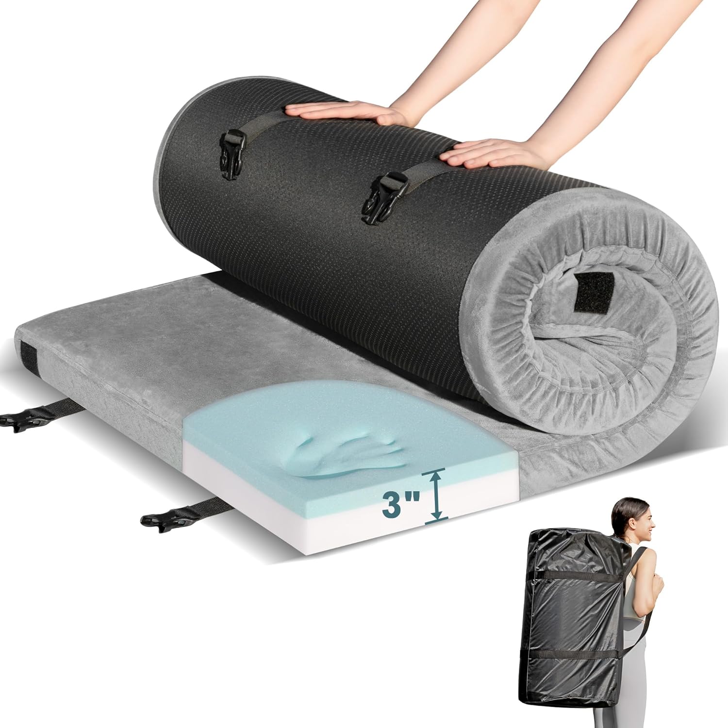 Portable Memory Foam Mattress Pad - Comfy Camping Essential!