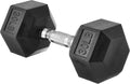 30 Pound Rubber Hex Dumbbell for Strength Training and Fitness