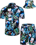 TUNEVUSE Mens Hawaiian Shirt and Shorts Set - Comfortable Stretch hats