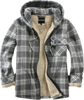 Elesuit Men's Full Zip Fleece Flannel Jacket Shirt Plaid Hooded