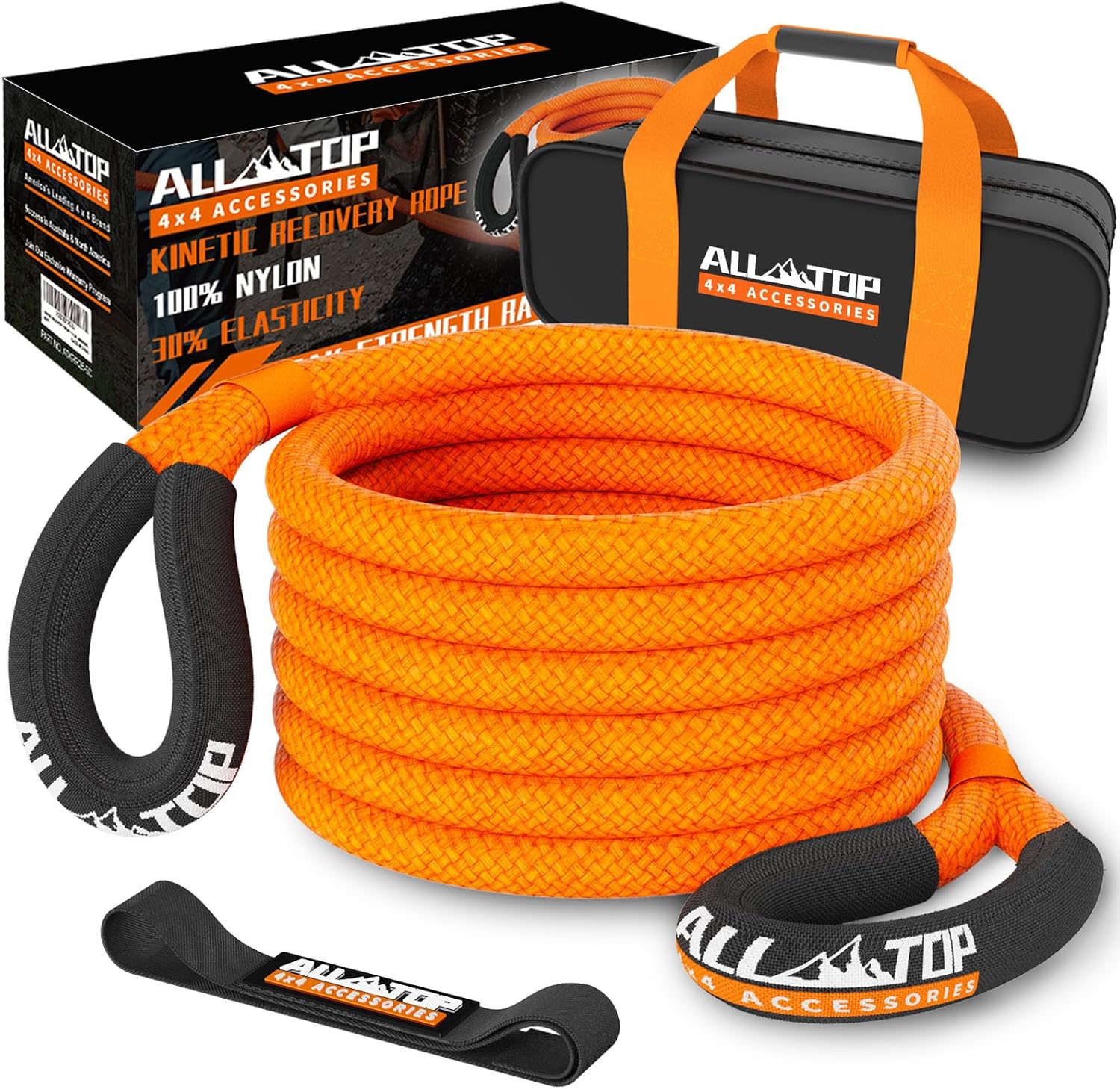 ALL-TOP 48000Lbs Kinetic Recovery Rope: 30+% Elasticity for 4x4 Offroad