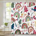 72x72 in Boho Christmas Shower Curtain Set - Waterproof Holiday Design