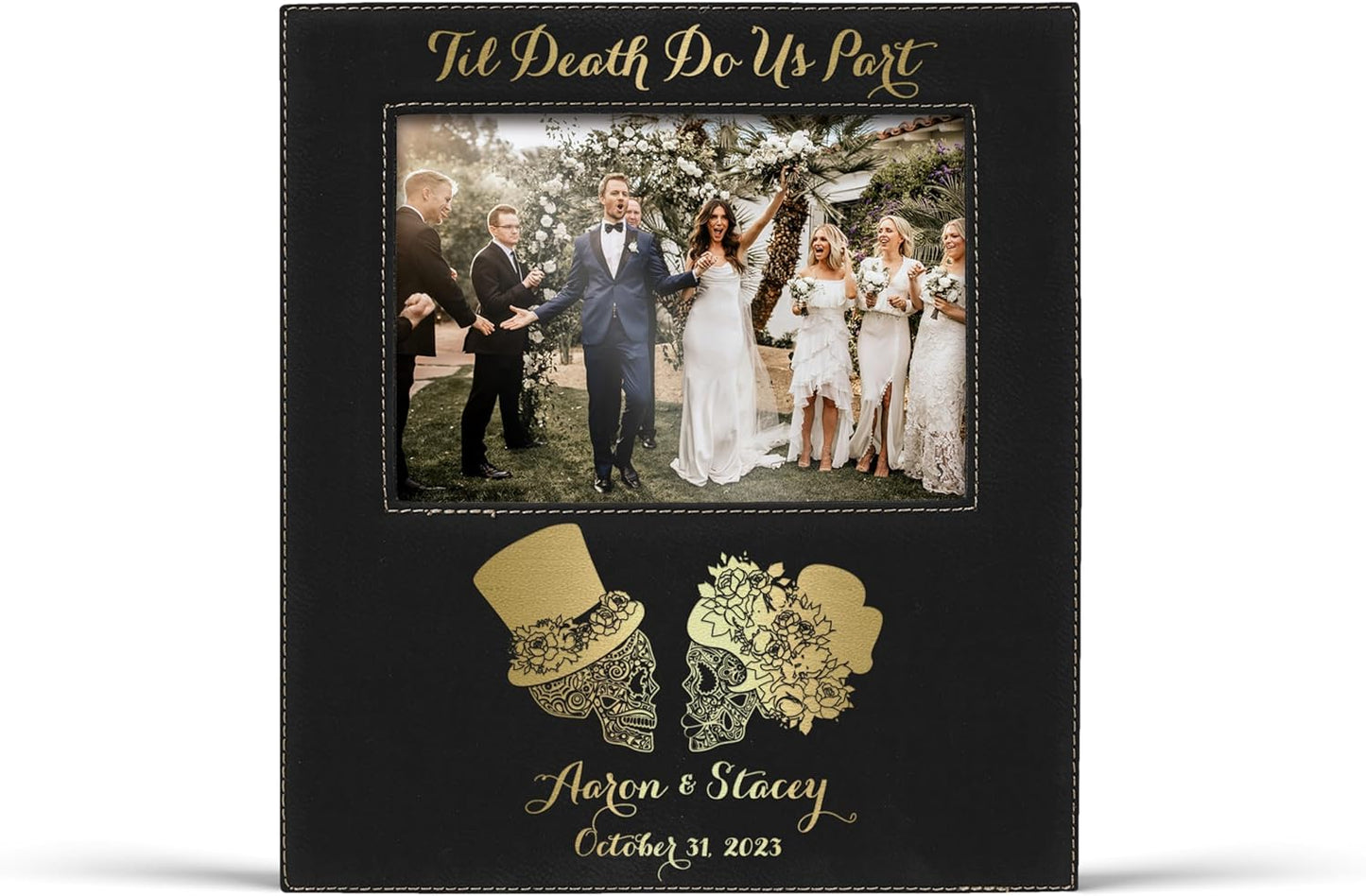 Custom Picture Frames with Engraved Skeleton Couple Design