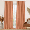 Terracotta Linen Boho Curtains 84 in Length 2 Panels - Light Filtering