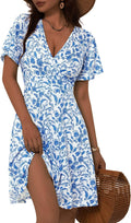 Women's Summer Sundress with Floral Print and Short Sleeves