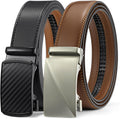 Ratchet Leather Belt For Men 2 Pack - Adjustable, Trim to Fit