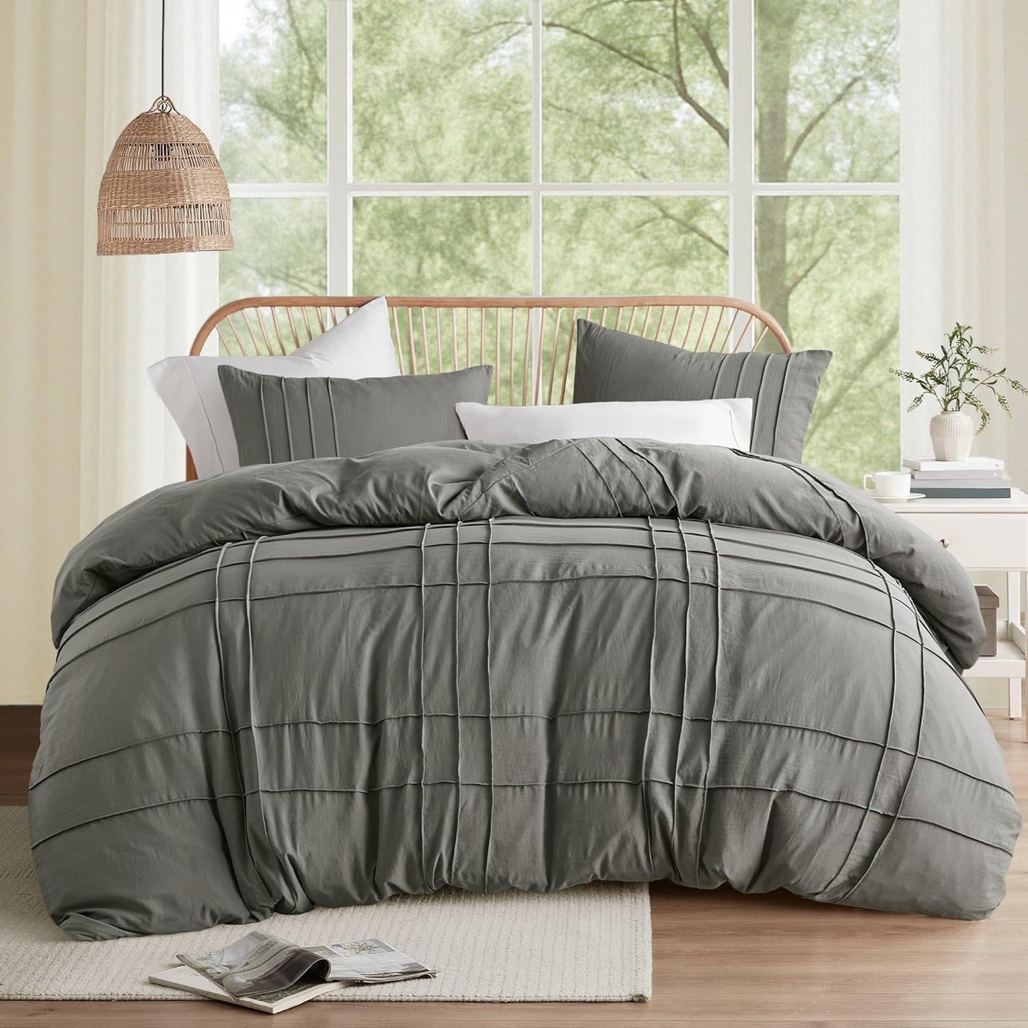 Comfort Spaces Grey Full Size Duvet Cover Set for Cozy Bedrooms