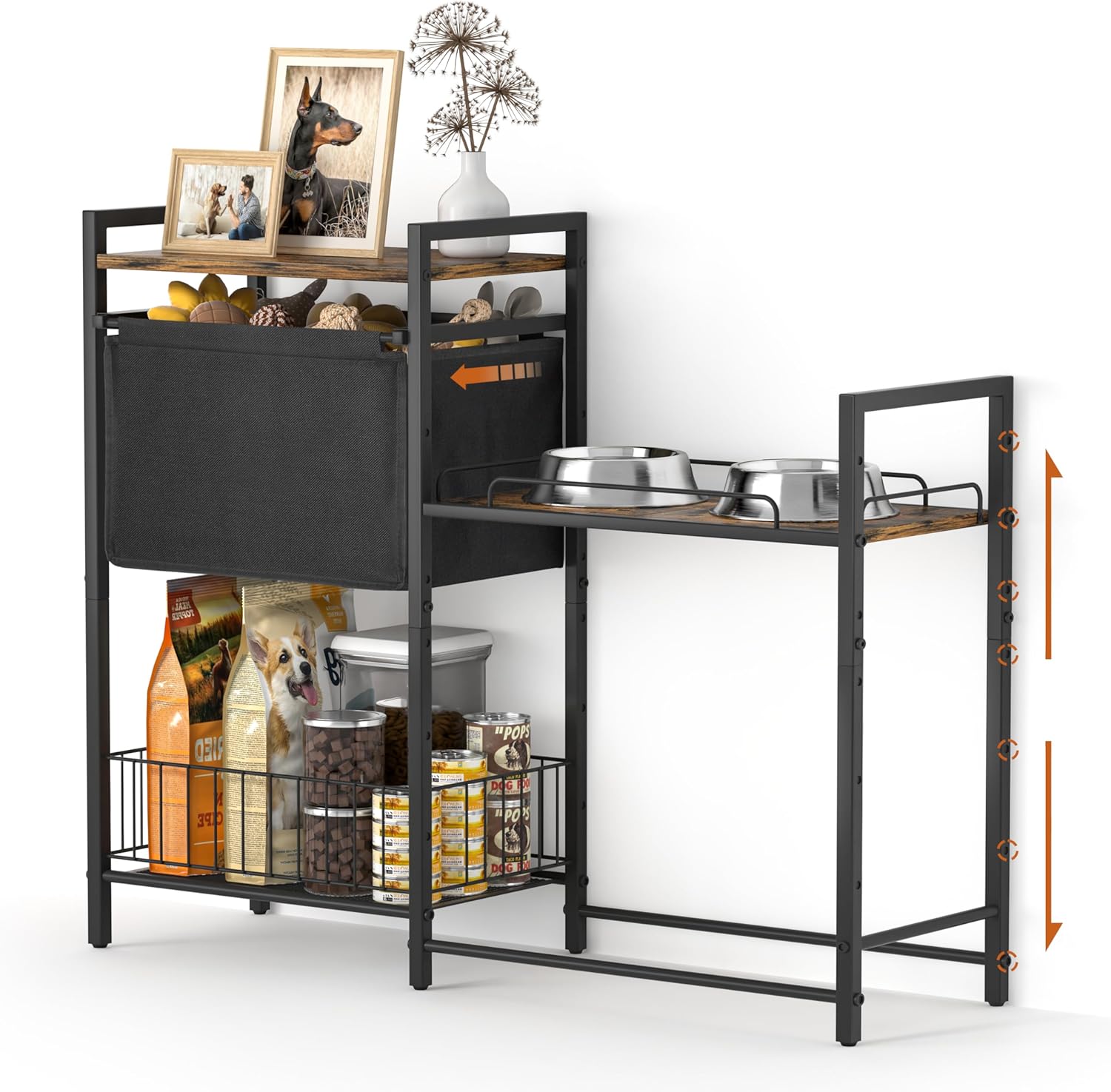 Elevated Dog Feeding Station with Storage for Large Dogs