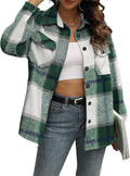 AUTOMET Womens Fall Shacket Flannel Button Down Shirt Jacket - Cozy