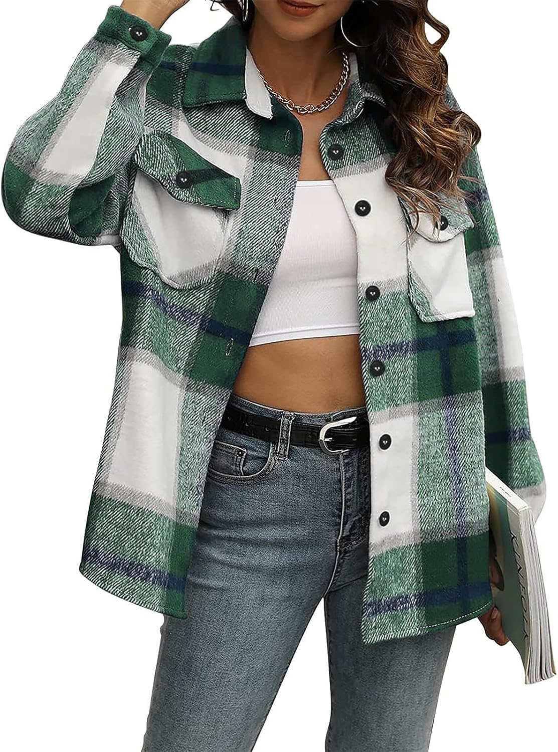 Stylish AUTOMET Womens Flannel Plaid Shacket for All Seasons