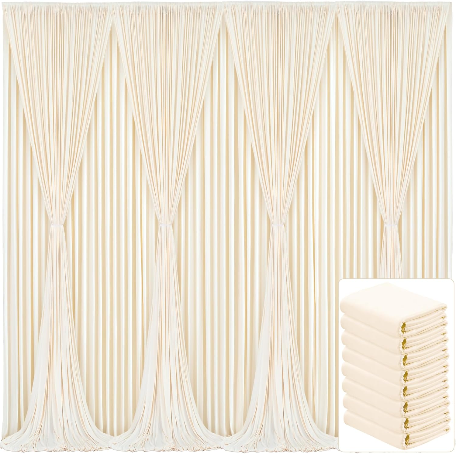 Elegant 8 Panels Champagne Backdrop Curtain for Events and Parties