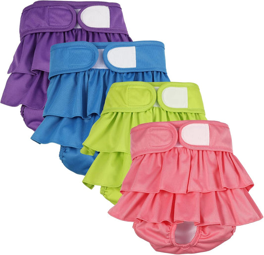 4 Pack Washable Female Dog Diapers | Highly Absorbent & Comfortable | Chenkaiyang