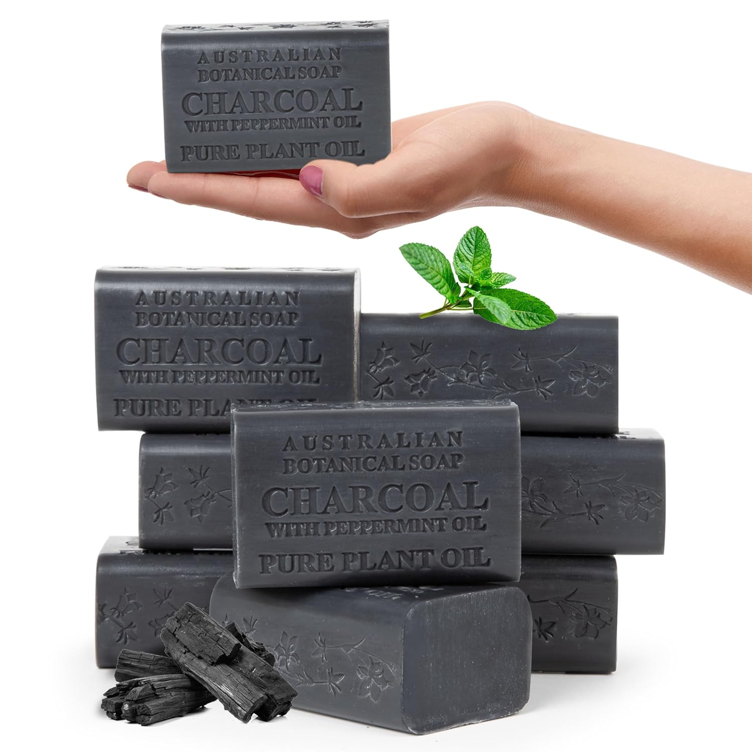 Activated Charcoal African Black Soap with Peppermint Oil 6.6 oz
