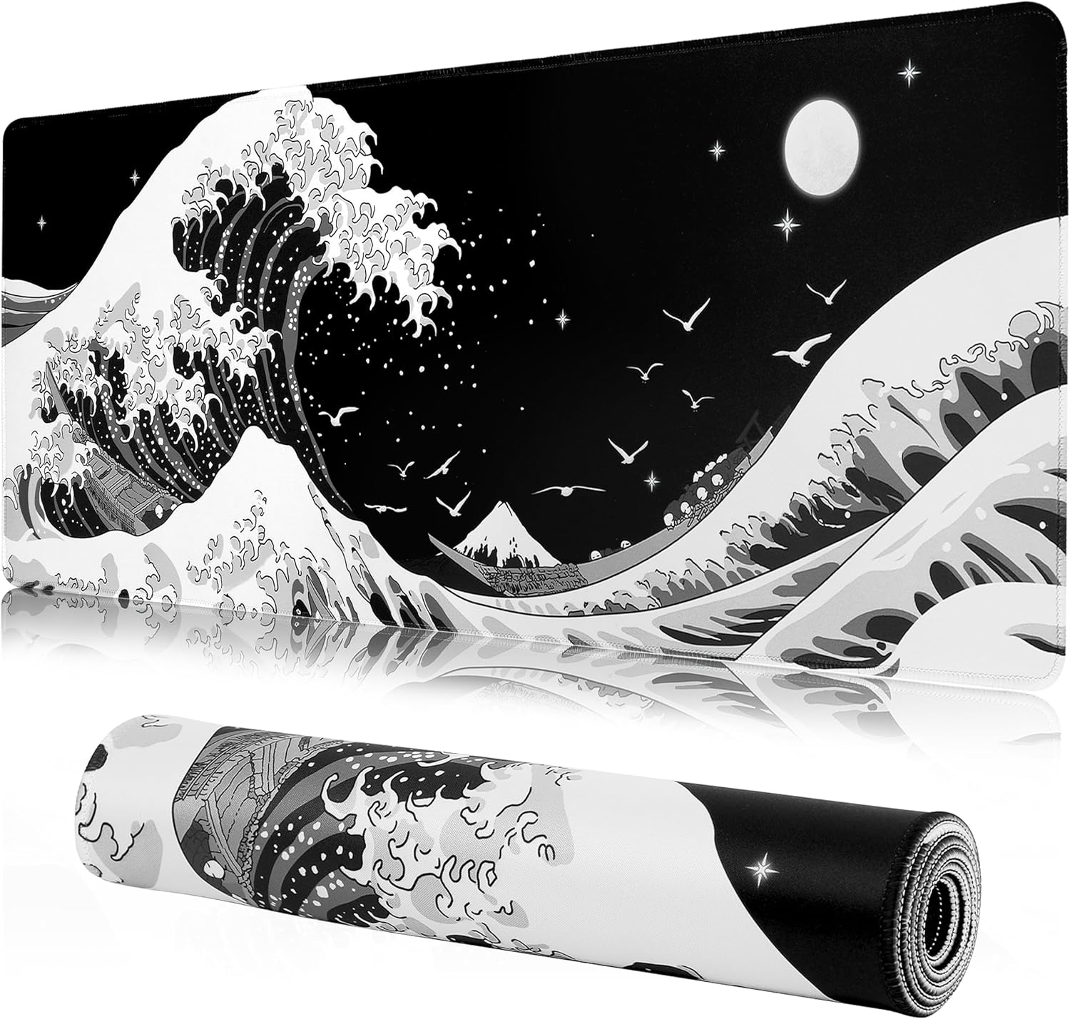 MEWOOCUE Large Sea Wave Gaming Mouse Pad - XXL Waterproof Pad