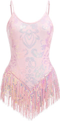 Sexy Sequins Fringe Bodysuit for Women - Stage & Rave