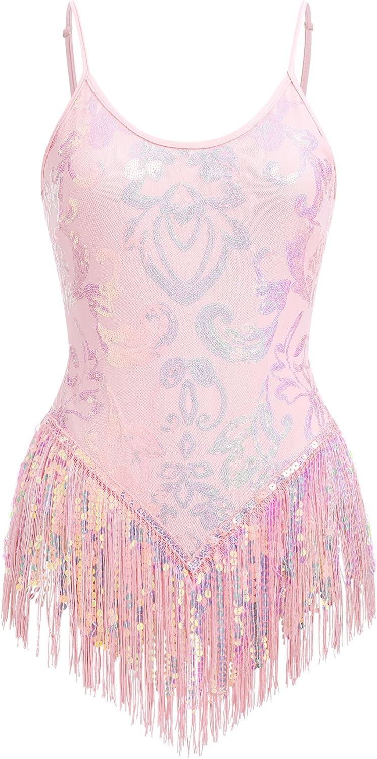 Sexy Sequins Fringe Bodysuit for Dance and Rave Outfits