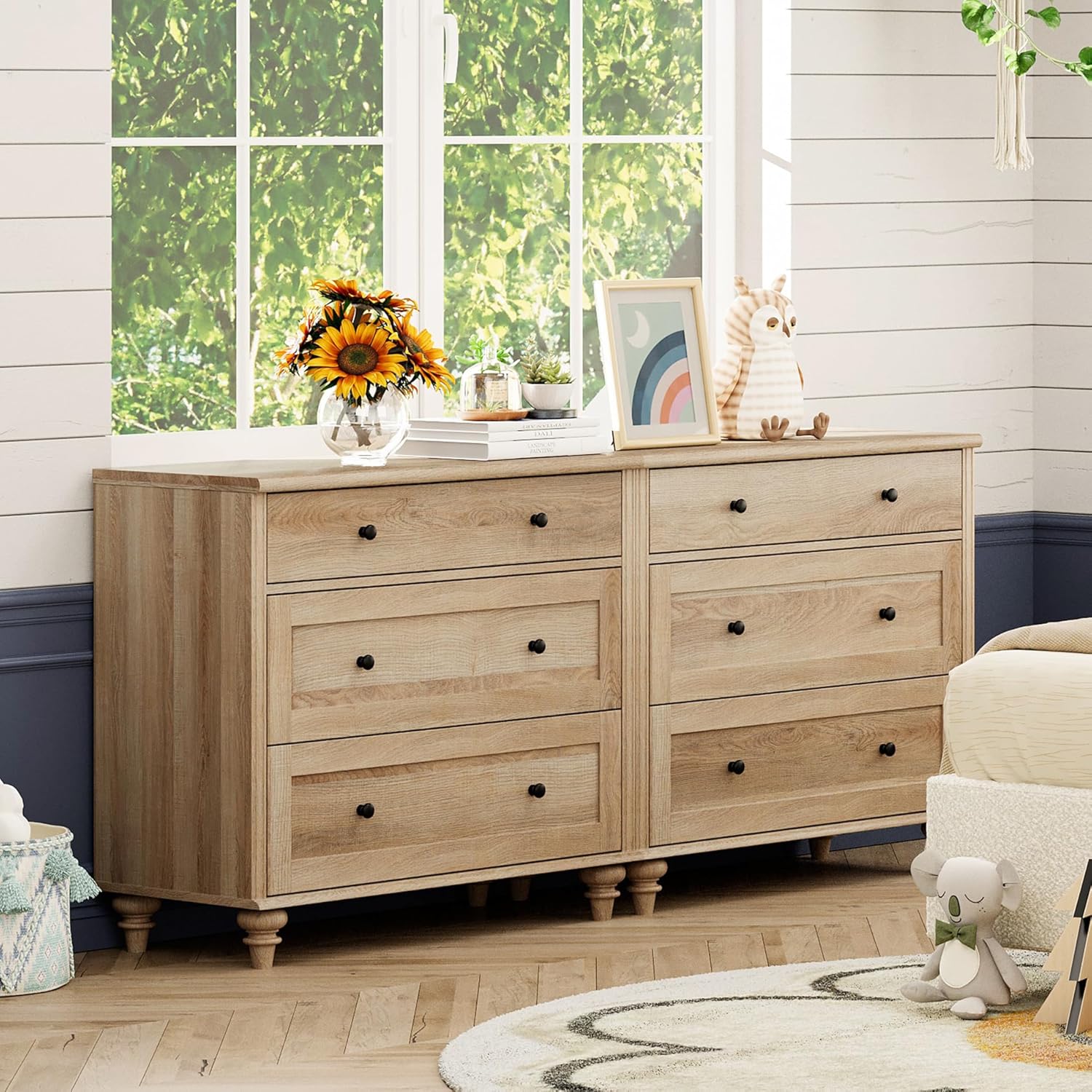WAMPAT Kids Dresser with 6 Drawers for Bedroom Storage