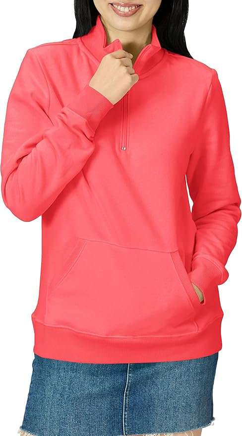Women's Long-Sleeve Lightweight French Terry Fleece Quarter-Zip Top