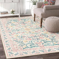 Wonnitar Machine Washable 5x7 Nursery Rug - Soft Pink Floral Comfort