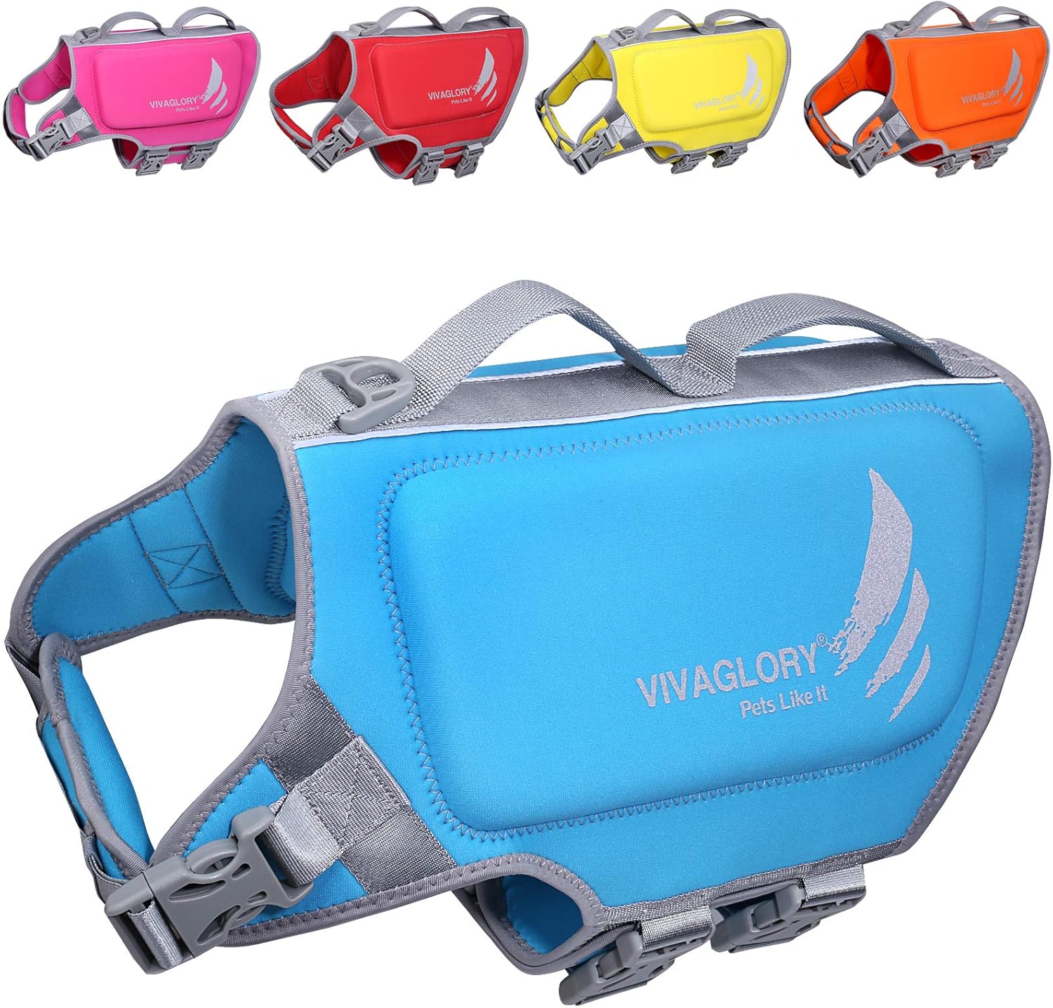 VIVAGLORY High Buoyancy Dog Life Vest for Swimming & Boating