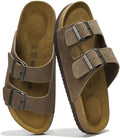 Genuine Suede Mens Sandals for Men - Memory Foam Cork Slides