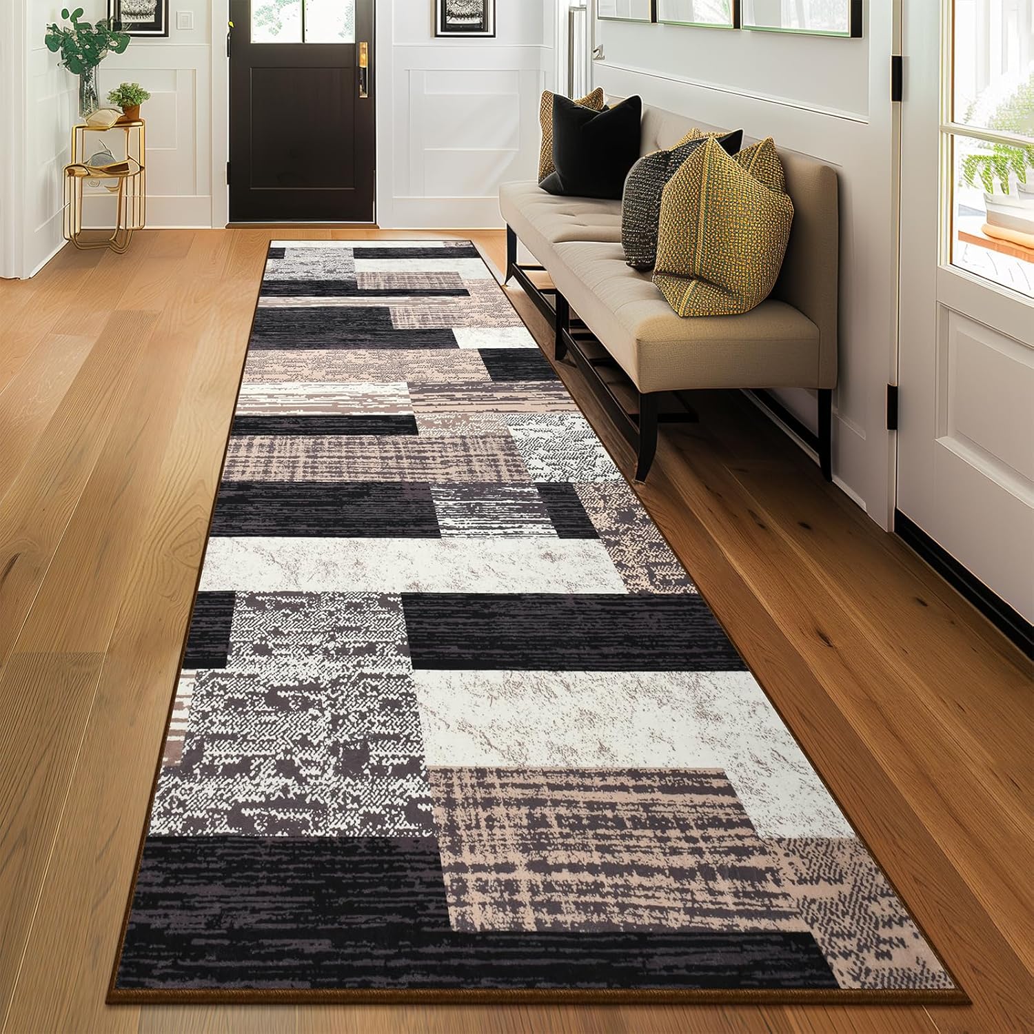 Indoor Runner Rug with Modern Geometric Design for Any Space