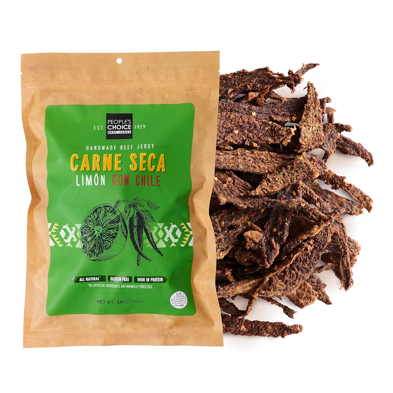 Authentic Carne Seca Jerky with Bold Lime and Chile Flavor
