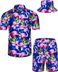 Mens Hawaiian Shirt and Shorts Set - Comfortable Stretch Beach Suit