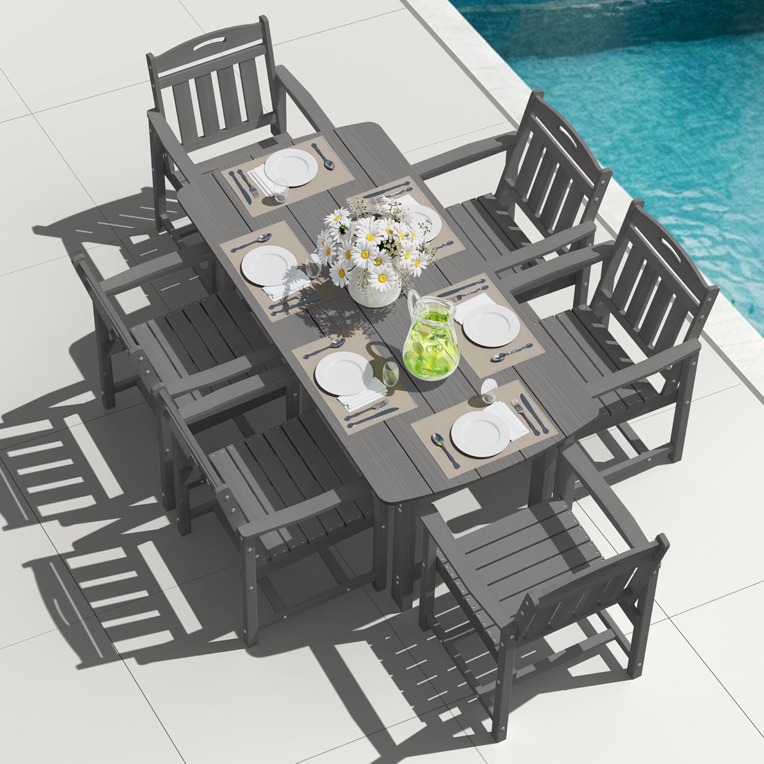 7-Piece Outdoor Patio Dining Set with Table & 6 Chairs for Comfort