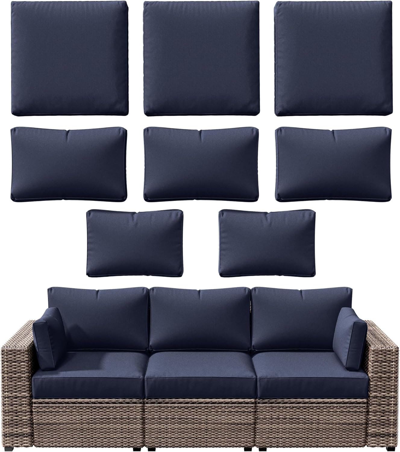 8p Outdoor Cushion Slipcovers for Rattan Sofa - Waterproof & Durable