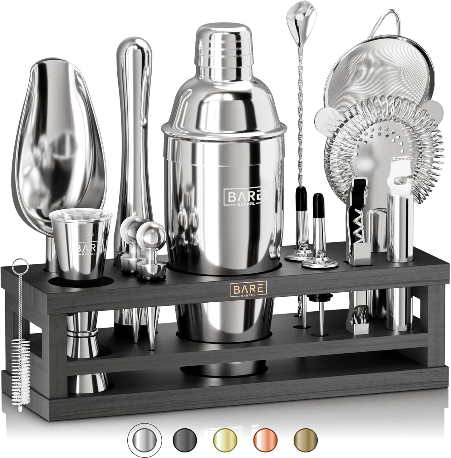 BARE BARREL 16-Piece Cocktail Shaker Set | Home Bartending Made Easy!