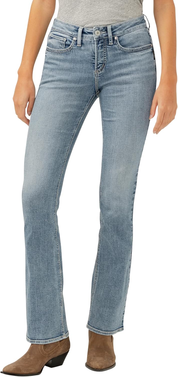 Silver Jeans Co. Women's Suki Mid Rise Curvy Fit Slim Bootcut Jeans