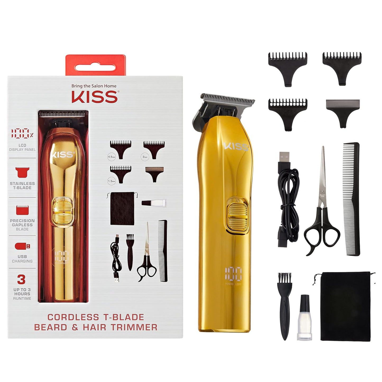 KISS Cordless T-Blade Beard Trimmer for Precision Grooming