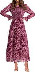 BTFBM Women Casual Long Sleeve Floral Maxi Dress for All Seasons