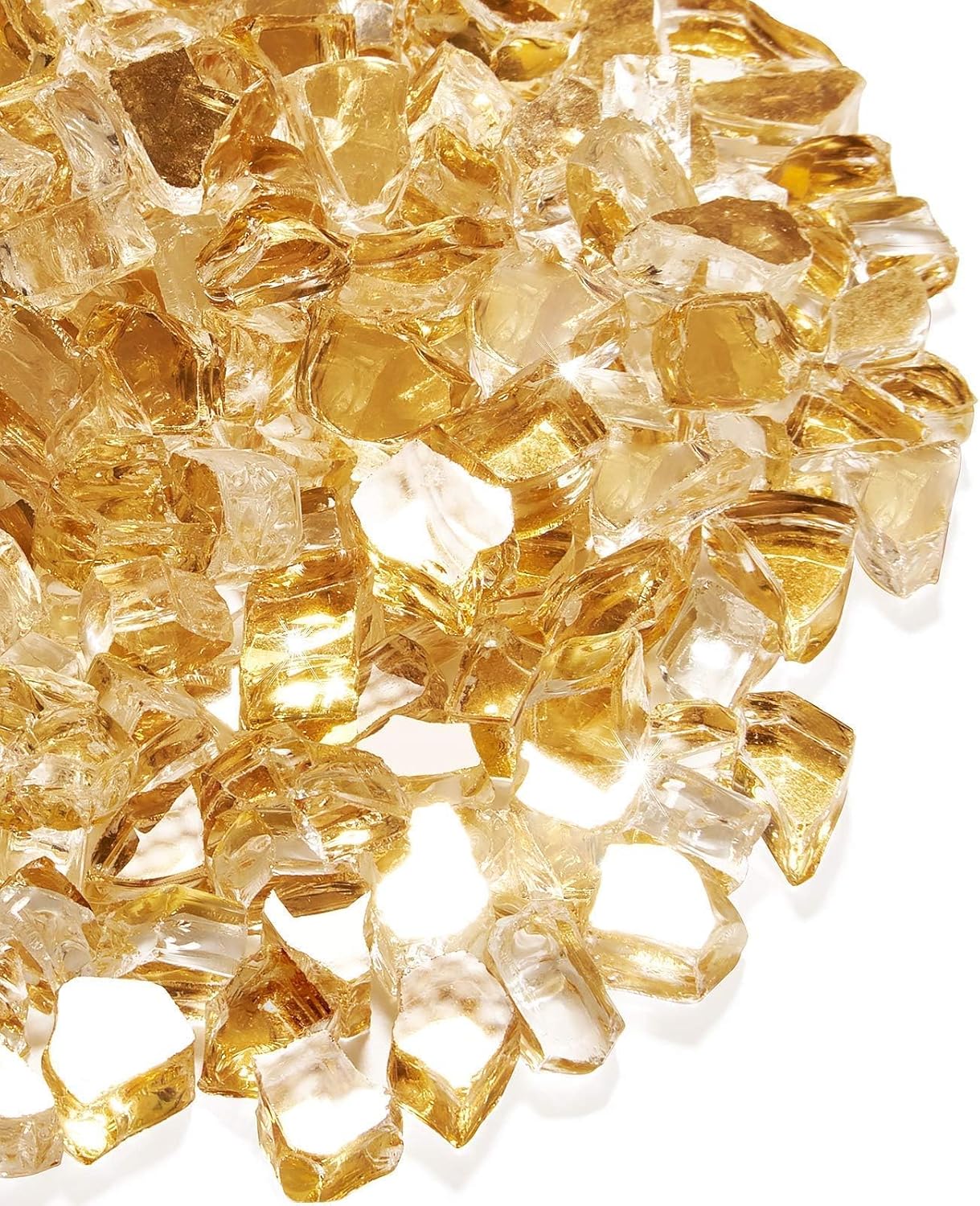 NUPICK 20 Pound Fire Glass for Fire Pit - Gold Reflective Rock