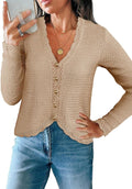 Saodimallsu Womens V Neck Cropped Cardigan Sweater - Boho Knit